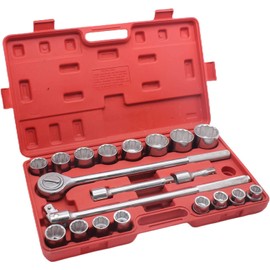 TONYNOL 3/4 Inch Drive Socket Wrench Sets,21-Piece,Metric Size(19-50mm),12-Point,CR-V Steel Sockets with Adapters and Ratchet Handle,Flex-head breaker bar