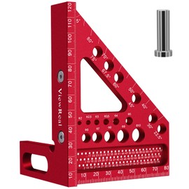 3D Mitre Square Multifunctional 22.5-90 Angle Measure Aluminium Alloy High Precision Layout Measuring Tool Scribing Tool Woodworking Measuring Tools for Carpenters, Engineers Red