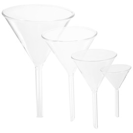 Healvian 4pcs Glass Funnel, Short Stem Borosilicate Glass Funnel Filtering Funnel Heavy Wall Glass Funnel for Science Labs and Home Kitchen (40, 60, 75, 90mm)