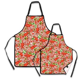 Family Matching Christmas Apron Set Adult and Child Ugly Candy Cane Aprons Funny Xmas Holiday Cooking Gift For Girls