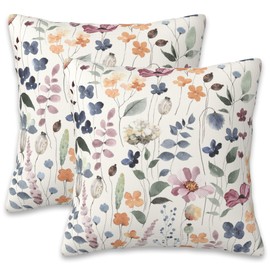 Naqiuli Throw Pillow Cover Case Watercolor Floral Pillow Covers 20x20 Inch Set of 2,Soft Decorative Throw Pillow Case for Living Room Bedroom Sofa Couch Cushion Covers