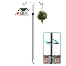 Mrcrafts Shepherds Hook for Outdoor, 82 Inch Hevy Duty Bird Feeder Poles, Bird Feeder Stand Station, Garden Hook for Hanging Plants, Lanterns, Hummingbird Feeders