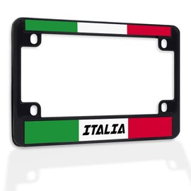 Fastasticdeals Metal Insert Bike License Plate Frame Italia Flag Italy B Weatherproof Motorcycle Accessories Black 4 Holes Solid Insert