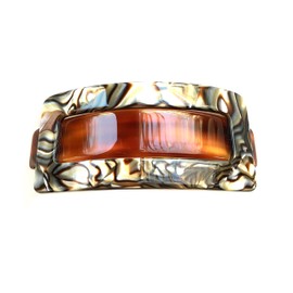 Wardani tortoiseshell Large Rectangle Buckle Barrette Handmade in France (Onyx/Tortoise)