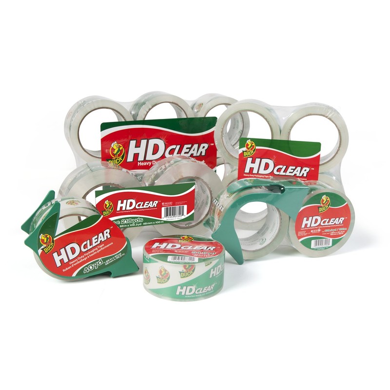 Duck HD Clear Heavy Duty Packing Tape with Dispenser, 1.88