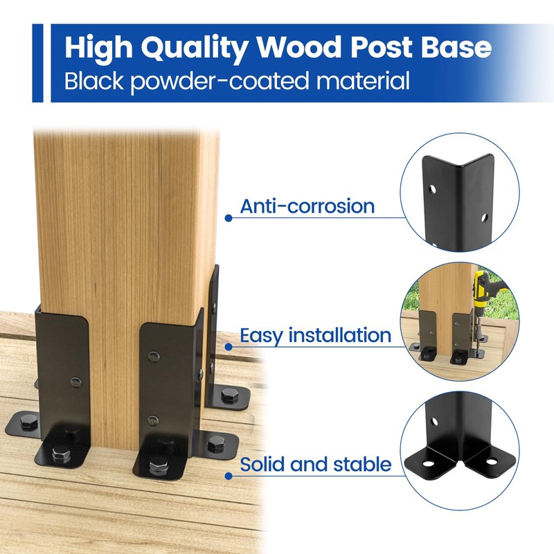 Muzata 8Pack Adjustable Post Base Brackets Deck Post Anchor Fit
