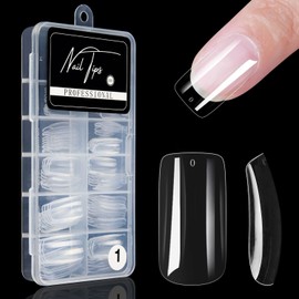 Cycullinyt Square Medium False Nail Tips, 100pcs Pre-Shape Square Press On Nails for Nail Extension Nail Art, Fake Clear Nail Tips with Box for DIY Salon 10 Sizes