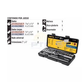 Pretul JD-1/4X22MM-P Set of 22 tools 1/4" mm for mechanic