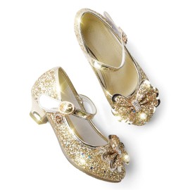 JerrisApparel Princess Shoes Girls Carnival Party Wedding Mary Janes, gold