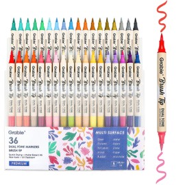 Grabie 72 Colors Acrylic Paint Markers, Soft Brush Tip Acrylic Markers Set, Paint Pens for Wood, Fabric, Canvas, Glass, Stone, Canvas, Rock Painting and DIY Crafts Art Supplies