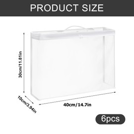 Clear Clothes Storage Bag with Zipper - 6Pcs Foldable Clothes Storage Boxes Wardrobe Storage Organizer Moving Bag with Reinforced Handle Packing Boxes for Moving House Cloth Bedding Duvet Toy, White
