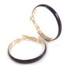 40mm D/Wide Purple Enamel Hoop Earrings In Gold Tone/Medium Size