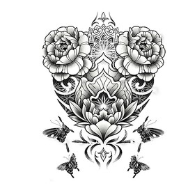 Back Tattoos for Women Floral Adults Temporary Neck Long Lasting Realistic Fake Mandala Body flowers Sticker (Temporary Tattoos Sticker 29)