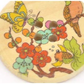 Pack of 20 Elegant Wooden Buttons Flower Motif 30 mm Natural 4-Hole Round Button Buttons Wooden Button for Sewing Crafts Sewing Scrapbooking Jacket Buttons Blouse Buttons Craft Buttons