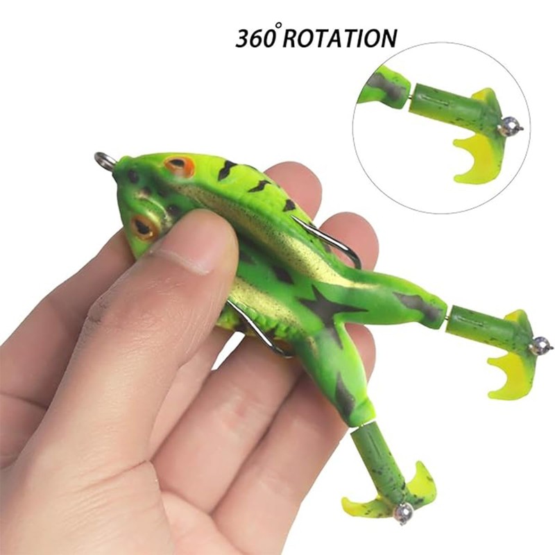 AIMALL 3pcs 3.7in Frog Lure Soft Bait with 360° Rotating