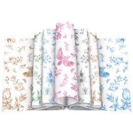 Feifeiya 200 Pcs Floral Wax Paper Sheets for Food Chinoiserie Bird Deli Paper Waterproof Sandwich Wrapping Greaseproof Food Basket Liners for Picnic Party Kitchen Supplies, 9.8 x 8.7inch (Mixing)