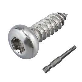 100-pack #10 x 5/8" Torx Pan Head Sheet Metal Screws, Stainless Steel 304 (18/8), Secure Drive, Torx Bit Included