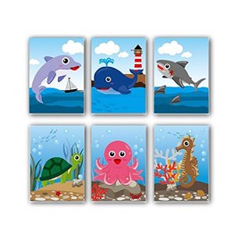12 x Colourful Sea Life Notepads/Memos - 6 Different Designs (Turtles, Whales, Dolphins, Octopus, Sharks). Great End of Term Gifts, Class Prizes or Party Bag Fillers