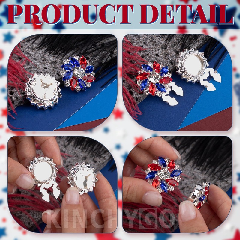 KINCHYGO 6 Pack Rhinestone Flower Button Covers for Shirts, Colors
