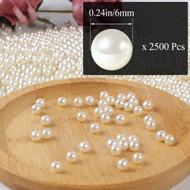 Phinus 2500 Pcs 6mm Pearl Beads with Hole, Round Shapes Pearls for Crafting, Loose Pearl Beads for Jewelry Making, Pearls for Jewelry Making, Decoration, DIY Crafts, Stuffing