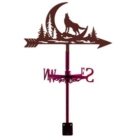 SUPERDANT Wolf Moon Weather Vane Forest Wolf Metal Weather Vane Wind Direction Indicator Metal Wind Vane Signs for Roof Mounting Farmhouse Ourdoor Yard Shed Decoration Garden Weather Vane