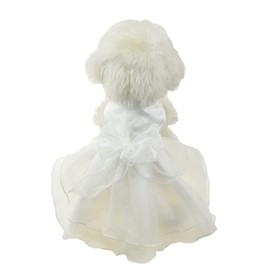 FLAdorepet White Dog Dress Tutu Princess Skirt with Bowknot Dog Luxury Formal Party Birthday Wedding Dress Bride Costume for Small Medium Dog (Small(5-6lbs), White)