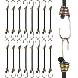 16 Pack Small Bungee Cords with Hooks, 3 Inch Black Short Elastic Straps Mini Heavy Duty Bungee Cords for Securing Cargo Tents Tarps Luggage Roof Racks Bikes