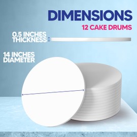 RICCLE Cake Boards - 14 Inch Cake Drums - Smooth-Edged Pack of 12 Cake Drums - Sturdy Cake Boards Round - Bend Resistant Multi-Layered Cake Base for Minimalist Displays