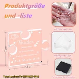 RISFIHEI Best Brother Gift, Big Brother Gift, Gift Ideas for Brother, Engraved Acrylic Block Puzzle, Gift for Brother Birthday