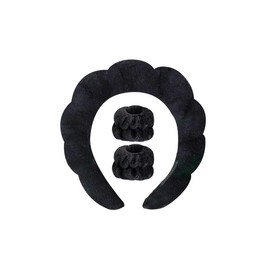 Women's Spring/Summer Cloud Shaped Hair Hoop & Face Washing Wrist Band, Gifts for Girlfriend, Casual Simple Hair Accessories Set for Daily Washing, Hair Accessories Set for Makeup, Spa:_Black_one-size