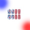 24Pcs Independence Day Flowers Press on Nails Short Square 4th