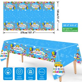 DPKOW 2 Stück Alles Gute Zum Schulanfang Tischdecke Einschulung Partytischdecken Einweg Tischdecke Plastik Wasserdicht Tischtuch für Tischdeko Schulanfang Deko Einschulung Junge Mädchen, 274 x 130 cm