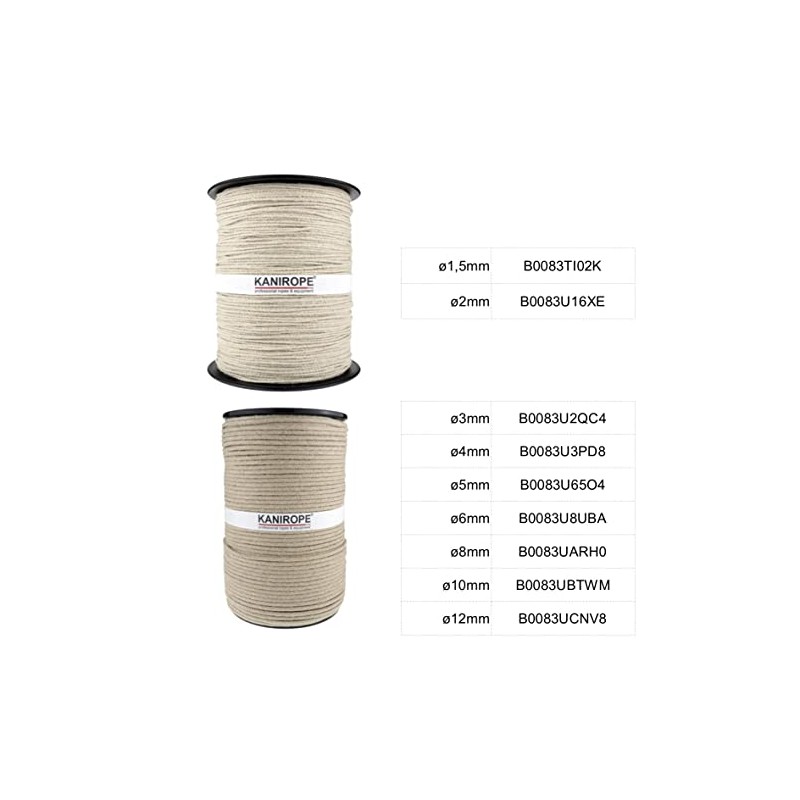 Kanirope® Hanfseil Seil Hanf HEMPBRAID 1,5mm 100m 8-fach geflochten