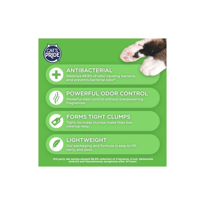 Cat's Pride NEW Antibacterial Cat Litter: Destroys 99.9% of Odor-Causing