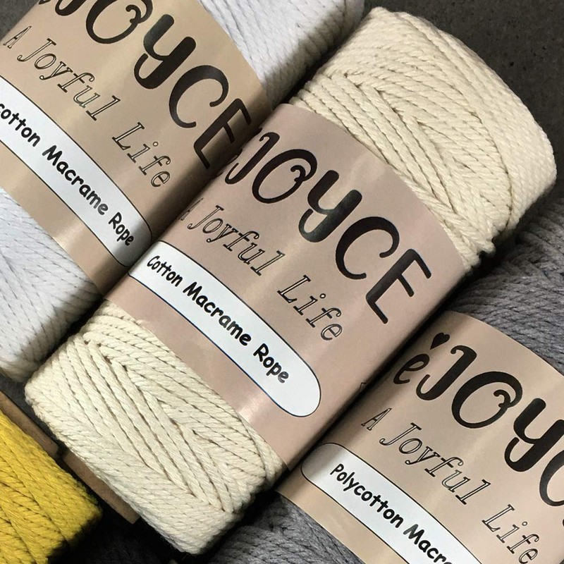 eJoyce 3 mm x 109-yards Macrame Cord Natural Soft Cotton