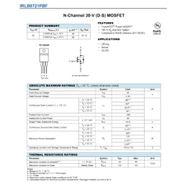 5 PCS IRLB8721PBF TO-220(TO-220AB) MOSFET 30V 62A Power N Channel Transistor Marking IRLB8721
