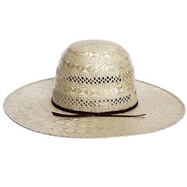 Rodeo King Rami Open Crown 4.5in Brim Straw Cowboy Hat Beige 7 1/4