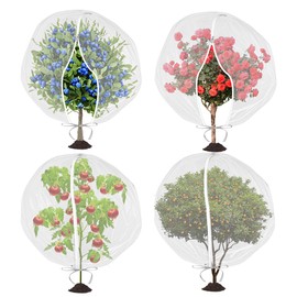 Mellbree 4 PCS Blueberry Bush Netting Cover, 3.3X2.7FT Zippered Bird Netting for Blueberry Bushes Mesh Plant Covers for Garden to Protect Bush/Tomato/Strawberry from Bugs,Cicadas with Drawstring