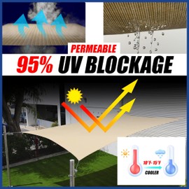 ShadeMart 15' x 22' Green Sun Shade Sail UPF50 Rectangle SMTAPS12 Canopy Fabric Cloth Screen, Water and Air Permeable & UV Resistant, Heavy Duty, Carport Patio Outdoor - We Customize Size