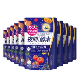 ISDG 夜間酵素 ダイエットサプリ 232種 野菜と果物 マルチサプリメント 乳酸菌 GABA クワンソウ アミノ酸配合 野菜 野草 果物 発酵 熟成 食物繊維 国内製造 120粒 (夜間Diet酵素, 10個セット)