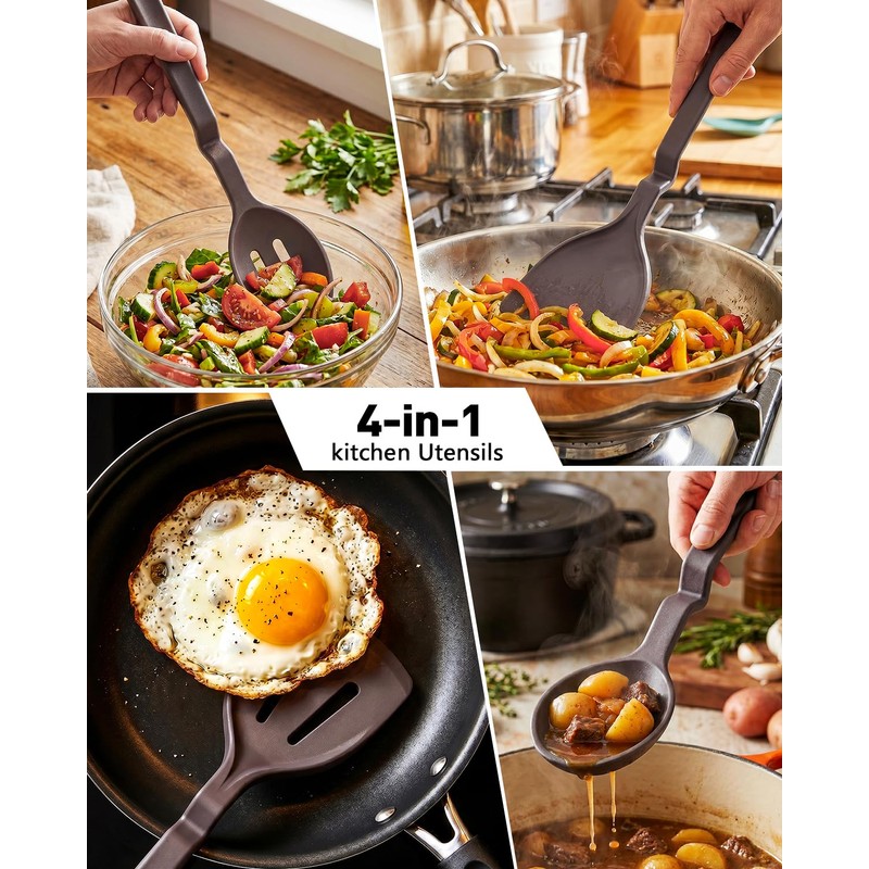 4-Pack Silicone Cooking Utensils Set, V-Hover, Stackable, Nonstick
