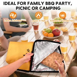 BBQ Blanket for Resting Meat, 21 in Reusable & Portable Meat Resting Blanket, Smoker Grilling Meat Insulated Resting Bag with Wide Mouth Ideal for Large Brisket, Beef, Pork Shoulders, Turkeys
