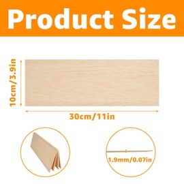 JMIATRY 24 Pcs Balsa Wood Sheets, 300x100x2mm Plywood Sheets, Unfinished Basswood Sheets for Home Decoration, DIY Crafts Projects, Woodcraft Model, Painting and Engraving