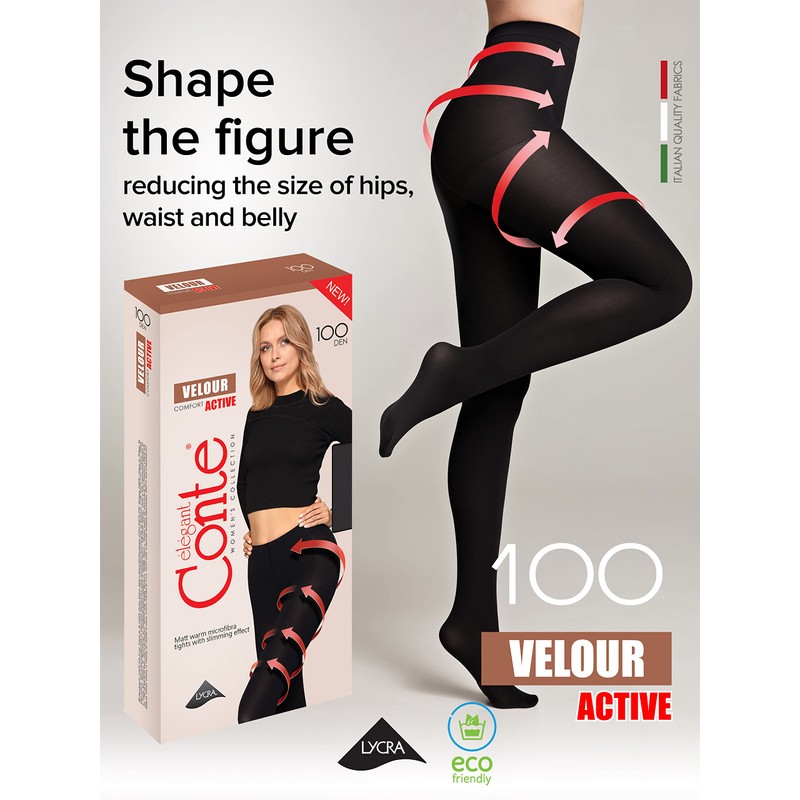 Conte Support & Compression Opaque Tights Velour Active 100 Den,