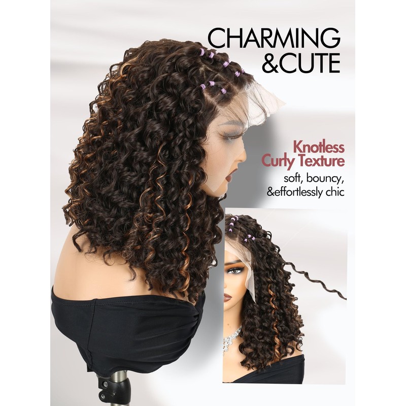 WIGNEE 13X4 HD Lace Front Knotless Short Braided Wig with