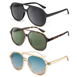 ANYLUV Polarized Sunglasses for Women, Vintage Lightweight Womens Sunglasses UV Protection with Double Bridge 3 Packs