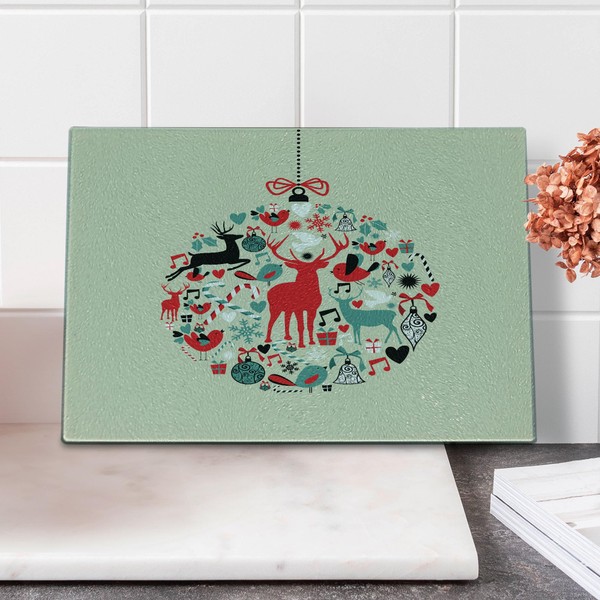 Ambesonne Christmas Cutting Board, Traditional Season Ancient Celebration Christmas Themed