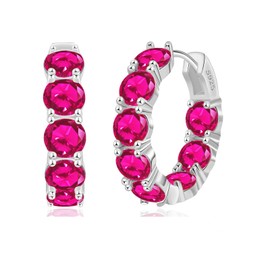 FSLEAD 14K Gold Plated Hoop Earrings for Women,Silver Huggie Earrings for Women Cubic Zirconia Small Earring CZ Inside-Outside Hoop Earrings Clear,Hot Pink,Black,Red,Green,Multicolored Earrings, White