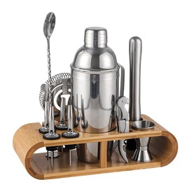 12Pcs-Cocktail Shaker Set Stainless Steel Bartending Kit 25.36oz Cocktail Bar Set Cocktail Mix Drink Making Kit Professional Bar and Home Drink Bar Tools for Bartender(Silver, 12Pcs)