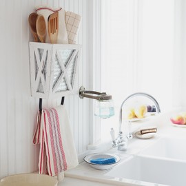 Autumn Alley Farmhouse Decor Rustic Hand Towel Holder - Farmhouse Towel For Bathroom Wall, For Kitchen Wall With Wooden Storage Add Charm to Your Rustic Bathroom Hand Towel Rack and Shelf Decor, White